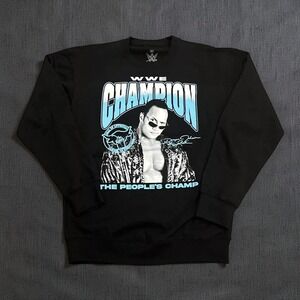 WWE The Rock Sweatshirt Mens M Black Peoples Champ Team Bring It Crewneck NWT